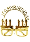 BFS   İt&amp;#39;sMyBirthdayYazılıTaçveMumŞekilliGözlükSetiAltınRenk
