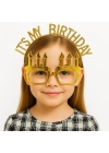 BFS   İt&amp;#39;sMyBirthdayYazılıTaçveMumŞekilliGözlükSetiAltınRenk