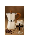 BFS  Italyan Moka Pot - 6061 Saf Alüminyum  Ahşap Saplı - 3 kişilik KREM