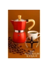 BFS  Italyan Moka Pot - 6061 Saf Alüminyum  Ahşap Saplı - 6 kişilik KIRMIZI