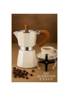 BFS  Italyan Moka Pot - 6061 Saf Alüminyum  Ahşap Saplı - 6 kişilik KREM