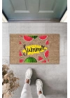 BFS Kahverengi Kapı Önü Paspası Hello Summer Karpuz Dilimleri Desen  K-3267