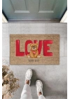BFS Kahverengi Kapı Önü Paspası Love Ayıcık Desen  K-3252