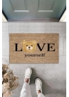 BFS Kahverengi Kapı Önü Paspası Love Yourself Ayıcık Desen  K-3329