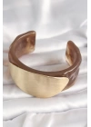 BFS Kahverengi Mermer Desen Akrilik Plastik Gold Oval Plaka Model Vintage Kadın Bilezik