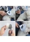 BFS  Kedi Köpek Tüy Toplayıcı Kendini Temizleyebilen Ergonomik Rahat Evcil Hayvan Tarağı Gri