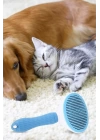 BFS  Kedi Köpek Tüy Toplayıcı Kendini Temizleyebilen Ergonomik Saplı Evcil Hayvan Tarağı Mavi