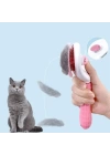 BFS  Kedi Köpek Tüy Toplayıcı Kendini Temizleyebilen Ergonomik Saplı Evcil Hayvan Tarağı Pembe