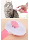 BFS  Kedi Köpek Tüy Toplayıcı Kendini Temizleyebilen Ergonomik Saplı Evcil Hayvan Tarağı Pembe