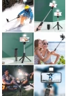 BFS  Kendiliğinden Işıklı Masaüstü Tripod Olabilen Telefon Tutuculu Kablosuz Kumandalı Selfie Çubuğu