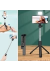 BFS  Kendiliğinden Işıklı Masaüstü Tripod Olabilen Telefon Tutuculu Kablosuz Kumandalı Selfie Çubuğu