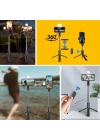 BFS  Kendiliğinden Işıklı Masaüstü Tripod Olabilen Telefon Tutuculu Kablosuz Kumandalı Selfie Çubuğu