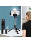 BFS  Kendiliğinden LED Işıklı Kumandalı Uzayabilen Selfie Çubuğu,Masa Üstü Tripod