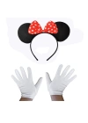 BFS Kırmızı Fiyonklu Minnie Mouse Tacı Ve Beyaz Eldiven Seti