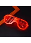BFS Kırmızı Led Işıklı Parti Gözlüğü - Neon Glow Şerit Gözlük 3 Modlu