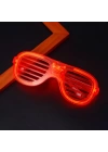 BFS  Kırmızı Led Işıklı Parti Gözlüğü - Neon Glow Şerit Gözlük 3 Modlu
