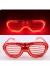 BFS Kırmızı Led Işıklı Parti Gözlüğü - Neon Glow Şerit Gözlük 3 Modlu