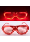 BFS  Kırmızı Led Işıklı Parti Gözlüğü - Neon Glow Şerit Gözlük 3 Modlu