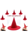 BFS     Kırmızı Renk Keçe Cadı Şapkası Yetişkin Çocuk Uyumlu 6 Adet