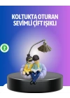 BFS Kitap Okuyan Çift Figürlü Gece Lambası Romantik Dekoratif Masa Lambası