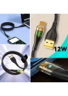 BFS  Led Işık Uçlu Sağlam İp Kablolu USB to Lightning Hızlı Şarj Kablosu
