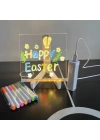 BFS  LED Işıklı Kendiliğinden Renkli Fosforlu Kalemli Kare Yazı Panosu 20x20 cm