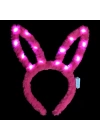 BFS   Led Işıklı Peluş Pofuduk Tavşan Kulak Tavşan Taç Şeker Pembesi 17X23 cm