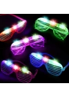 BFS Led Işıklı Pilli Panjur Şekilli Rengarenk Yanıp Sönen Lüks Parti Gözlüğü Karışık 12 Adet