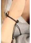 BFS LUCKY (Şanslı) Siyah Deri İpli Unisex Mood Bileklik