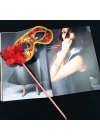 BFS   Lüks Taşlı Saplı Maskeli Balo Maskesi Kırmızı Renk 35 cm