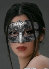 BFS   Maskeli Balo Antik Gri Gümüş Eskitilmiş Maske Balo Venedik