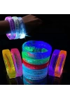 BFS  Mavi Led Işıklı Baskı Yapılabilen Pilli Bileklik Bilezik 1,5 cm Genişlik