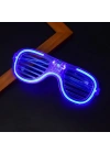 BFS Mavi Led Işıklı Parti Gözlüğü - Neon Glow Şerit Gözlük 3 Modlu
