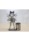 BFS Metal Akordiyon Çalan Müzisyen Kedi Müzisyen Saat Ve Kalemlik