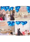 BFS   Metalize Parlak Mavi Kalp Şekilli Uçan Balon Folyo 18 inç 45 cm 25 Adet