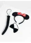 BFS     Minnie Mouse Kostüm Seti Taç Kuyruk Papyon Gösteri Seti