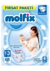 BFS   Molfix Bebek Bezi Fırsat Paketi 3 Beden 4-9 Kg 68 Adet