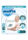BFS   Molfix Premium Bebek Bezi Ultra Fırsat Paketi 3 Beden 4-9 Kg 94 Adet