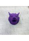 BFS Mor Renk 3D Kurt Başı Duvar Dekoru Asılabilir Maskot Heykel 25x19 cm