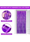 BFS     Mor Renk Ekstra Metalize Parlak Saçaklı Arka Fon Perde İthal A Kalite 1x2 Metre