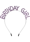 BFS   Mor Renk Kristal Taşlı Parlak Birthday Girl Yazılı Taç 16x17 cm