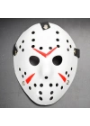 BFS Nessiworld  Beyaz Renk Kırmızı Çizgili Tam Yüz Hokey Jason Maskesi Hannibal Maskesi