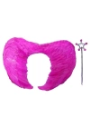 BFS Nessiworld Gerçek Tüylü Katlanabilir Çocuk Pembe Melek Kanadı ve Asa Seti 40x55 cm