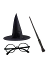 BFS Nessiworld Harry Potter Siyah Şapkası Harry Potter Gözlüğü Harry Potter Asası 3 lü Set