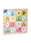 BFS Nessiworld ONY-366-367 Ahşap Tutmalı Eşleştirme -Hayvanlar ve Yavruları