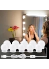 BFS  Nostalji Hollywood Tarzı 10lu Makyaj Masası Aynası Beyaz Led Işıklı a USB