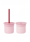BFS   OiOi Ham+Hüp Pipetli Silikon Bardak Seti Pinky Pink / Velvet Rose