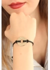 BFS OKAY (İyi) Siyah Deri İpli Unisex Mood Bileklik