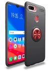 BFS  Oppo A12 Kılıf Range Yüzüklü Silikon - Siyah-Kırmızı