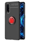 BFS  Oppo Find X2 Kılıf Range Yüzüklü Silikon - Siyah-Kırmızı